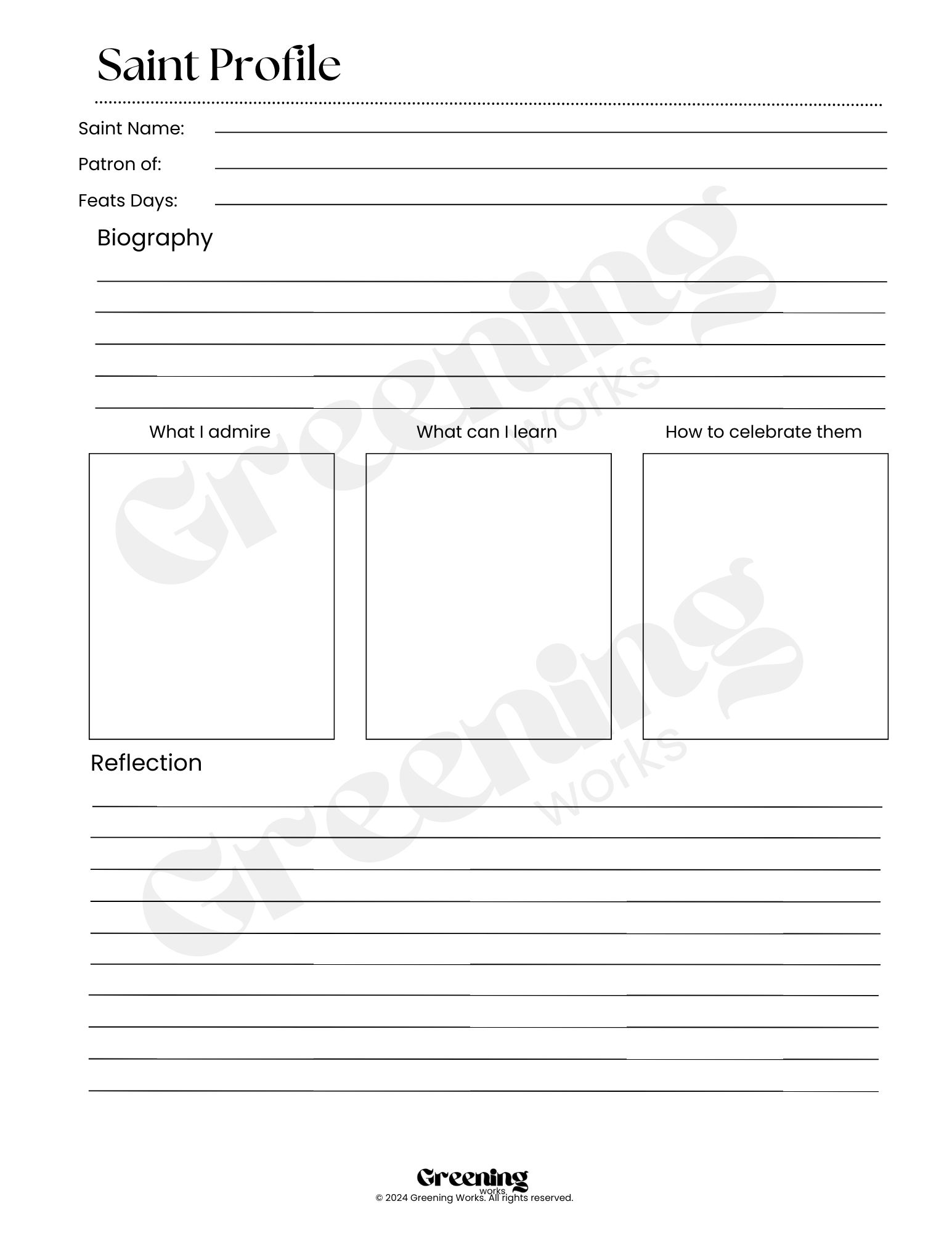Saint Profile Template
